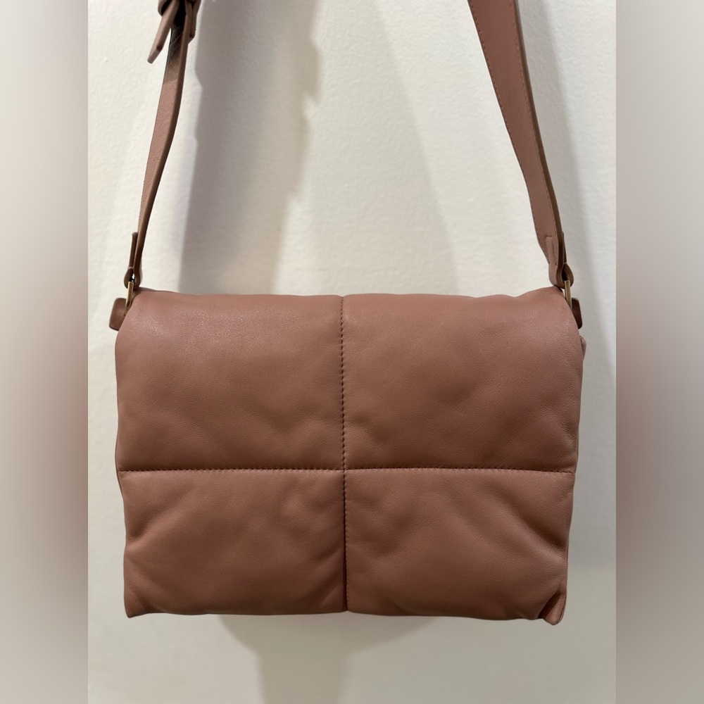 100% Sheep leather All Saints Crossbody purse mauve/dusty rose/blush color